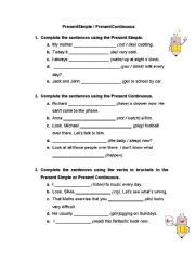 English Worksheet: Present simple / Present continuous