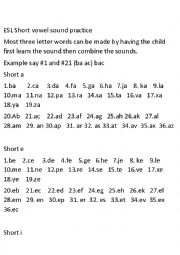English Worksheet: Short vowel sounds