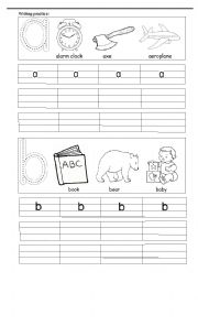 English Worksheet: sounds a and b