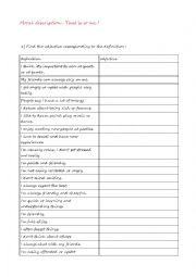 English Worksheet: moral description