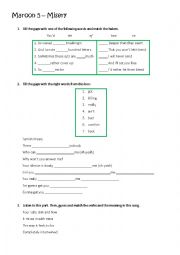 English Worksheet: Misery - Maroon 5