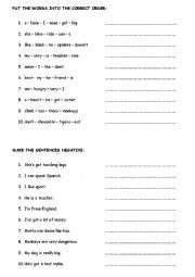 English Worksheet: REVISION OF THE VERBS: be, have got, can, like