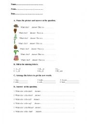 English Worksheet: vocabulary and grammar test