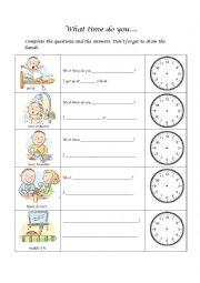 English Worksheet: What time do you...