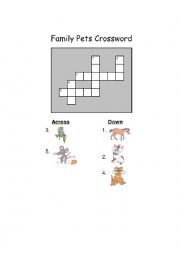 English Worksheet: pets crossword