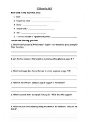 English Worksheet: Worksheet for Oldcastle Hill from the book 8 Ghost stories