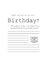 English Worksheet: WHAT CAN YOU DO ON YOUR BIRTHDAY?