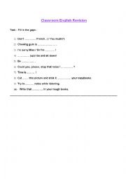 English Worksheet: Classroom Engis Revision