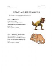 English Worksheet: Sammy and the dinosaurs