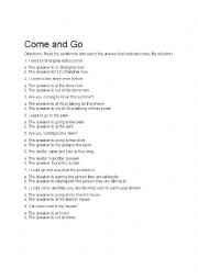 English Worksheet: Come and Go Exercises