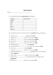 English Worksheet Different Activities