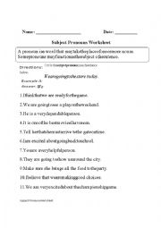 English Worksheet: subject pronouns