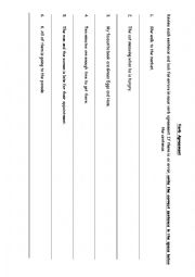 Verb agreement sentence sheet