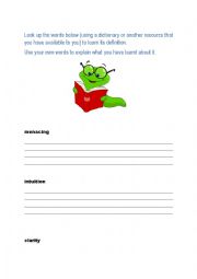 English Worksheet: Vocabulary words for EL Deafo