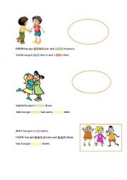 English Worksheet: Clothes and colors for beginners 