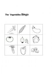 English Worksheet: The vegetables bingo
