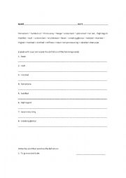 English Worksheet: Vocabulary exercise