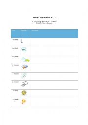 English Worksheet: What Weather At What Time?