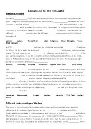 English Worksheet: Background to the film Mabo