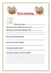 English Worksheet: FIRST MEETING
