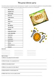 English Worksheet: The great dinner party