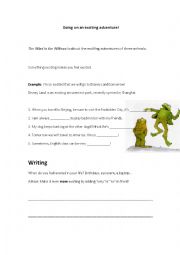 English Worksheet: Adventure Defiition Worksheet