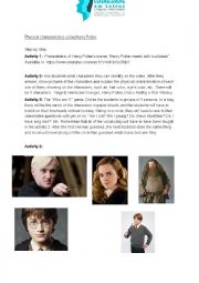 English Worksheet: Harry Potter lesson plan for physical characteristics