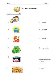 English Worksheet: how to make sandwiches