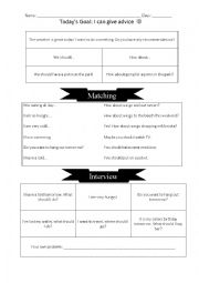 English Worksheet: Giving Advice ( Interview) 