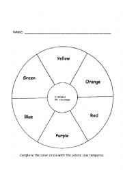 English Worksheet: The color circle