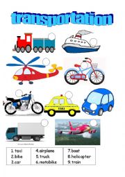 English Worksheet: transports