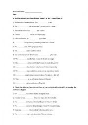 English Worksheet: modals excercises