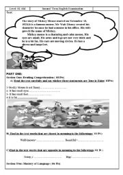 English Worksheet: Mickey Mouse 