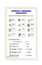 English Worksheet: Pronouns Activity Sheets