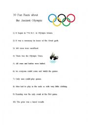 English Worksheet: 10 facts about the ancient olympic