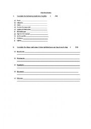 English Worksheet: City Vocbulary test