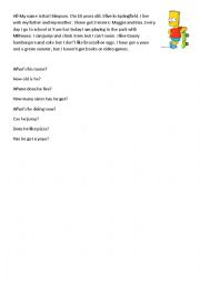 English Worksheet: Bart Simpson presentatio