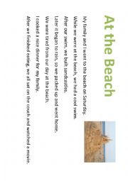 English Worksheet: At the Beach - recount text
