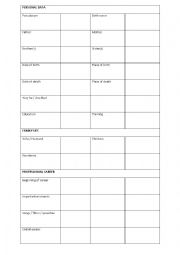 English Worksheet: GRID for writing a biography