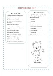 English Worksheet: Describing your body