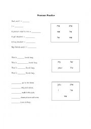 English Worksheet: Pronoun Practice