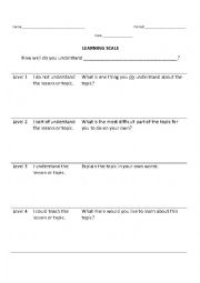 English Worksheet: Learning Scale Reflection - ESL