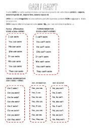 English Worksheet: Can Cant