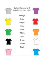 Match the shirts with their colors!