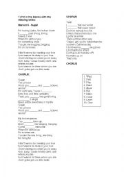 English Worksheet: Song Worksheet SUGAR- Maroon 5 beginner 