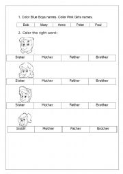 English Worksheet: Family