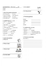 English Worksheet: Test family and school objects. 