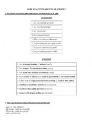 English Worksheet: PERSONALITY QUIZ IN  MY CLASS