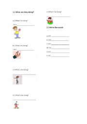 English Worksheet: Present Continuous and numbers