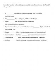 English Worksheet: used to and simple past